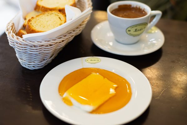 Sheep's milk cheese gets drenched in honey.