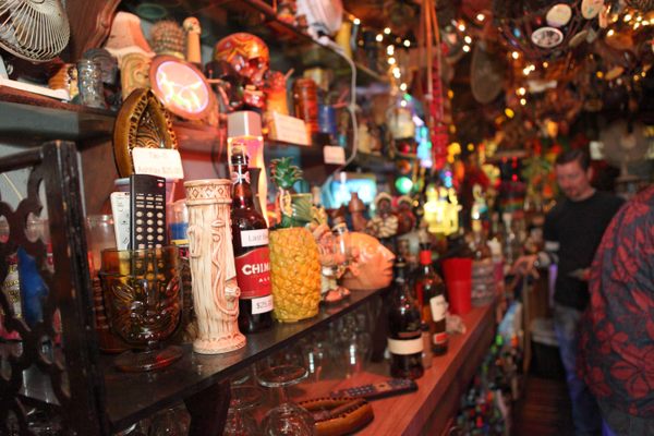 Behind the bar at Tiki Ti.