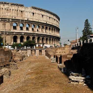 The Colosseum seen from the Ludus Magnus.