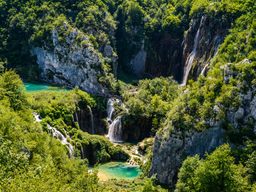 The waterfalls in Plitvice National Park, Croatia.