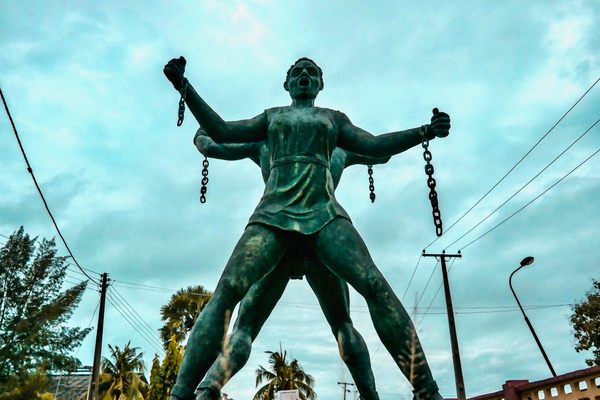 This colossal freedom statue stands in front of Nigeria's Badagry Heritage Museum in Lagos State. Badgery, a small town near Nigeria's border with Benin, was the site of a large slave port.